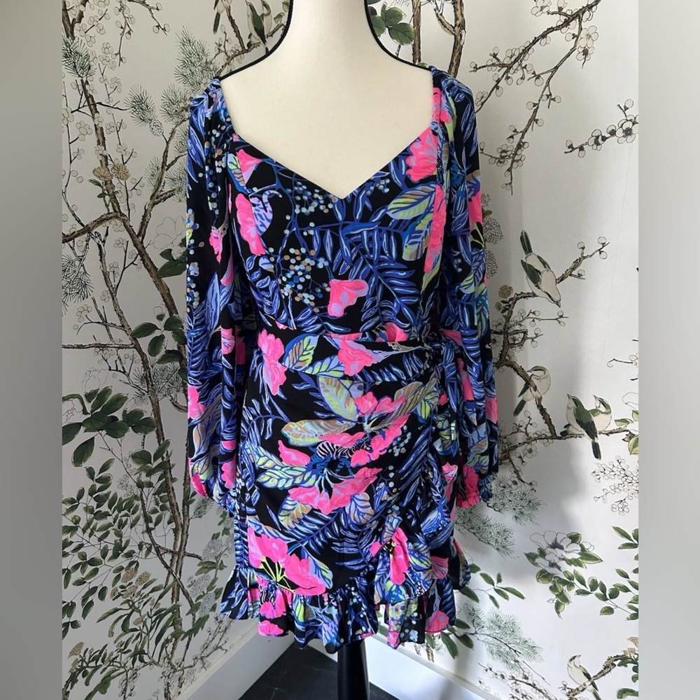 LILLY PULITZER Lila Long Sleeve Dress In Onyx Earned Stripes NWT $238 Size 4 S